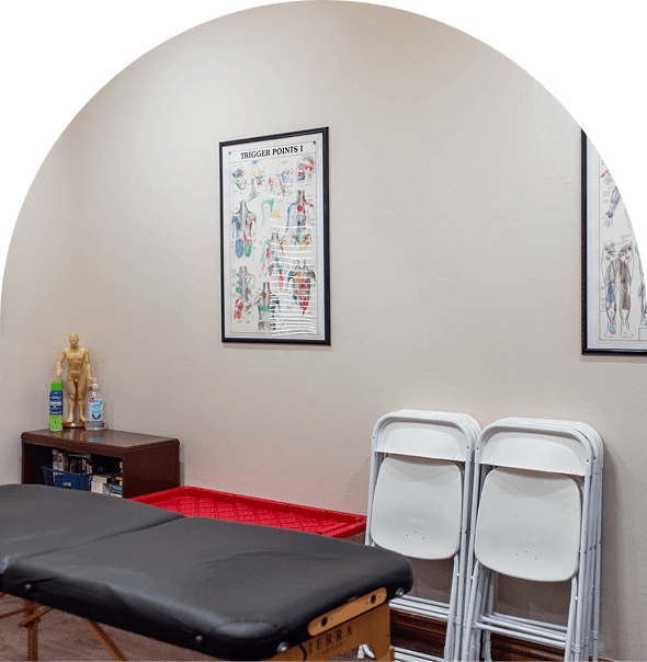 Therapy room with anatomical charts